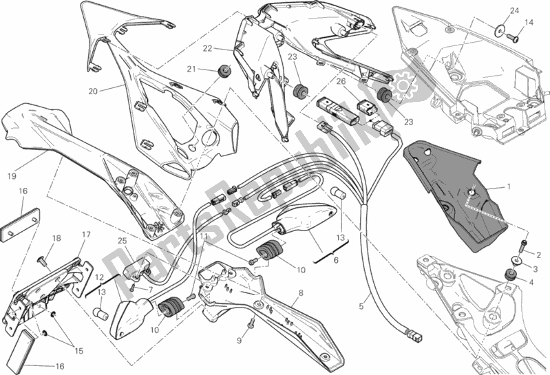 Toutes les pièces pour le Support De Plaque D'immatriculation - Feu Arrière du Ducati Superbike 1199 Panigale ABS USA 2014